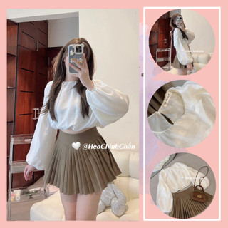 Áo Croptop Voan Tay Phồng Hèo Chinh Chắn