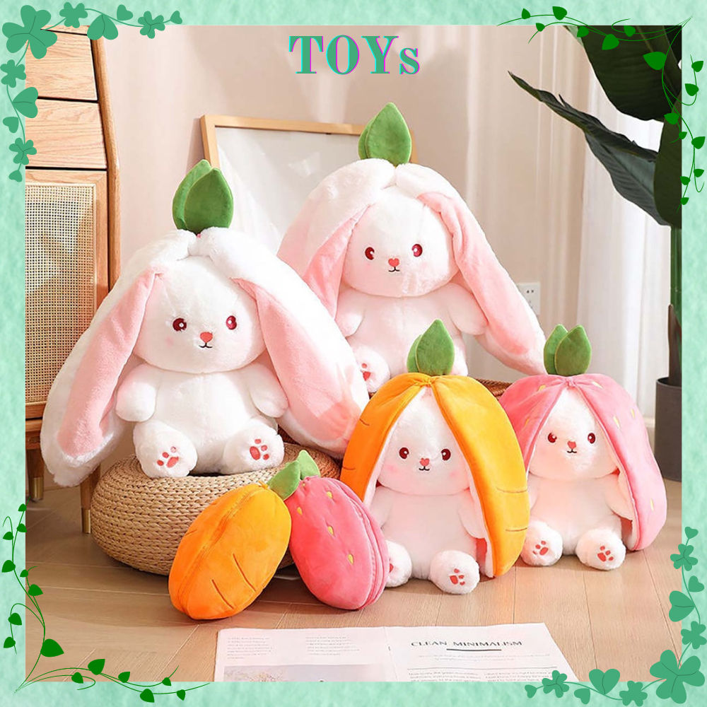 Thỏ Bông Tai Dài Trốn Úp Trong Quả Dâu Tây Củ Cà Rốt 35cm Màu Hồng Hàn Quốc Bobby Cute Dễ Thương Mini Cho Bé Gái Giá Rẻ