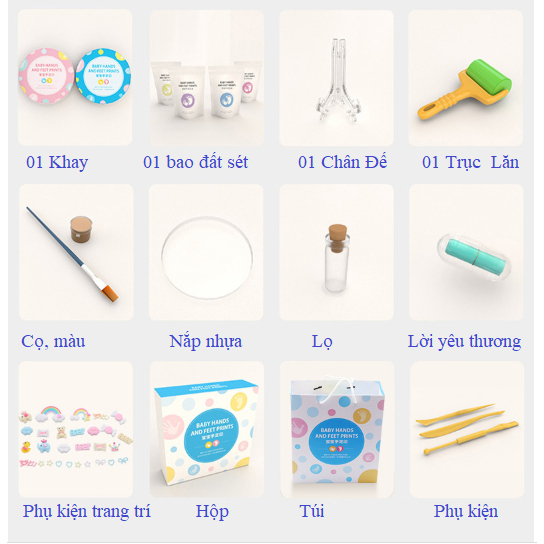 Khung in dấu tay chân kỉ niệm cho bé  - Tặng kèm chữ tên và ngày sinh