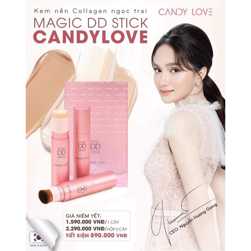 [Date 19/11/23-lỗi chạm đầu sale tặng] 1 cặp nền collagen đều màu da, trắng, chống nắng Magic DD Stick Candy Love