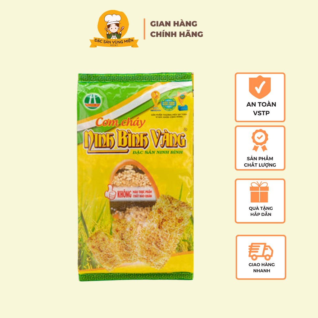 Cơm cháy Ninh Bình Vàng (220gr) - Đặc sản Ninh Bình (Vị chà bông)