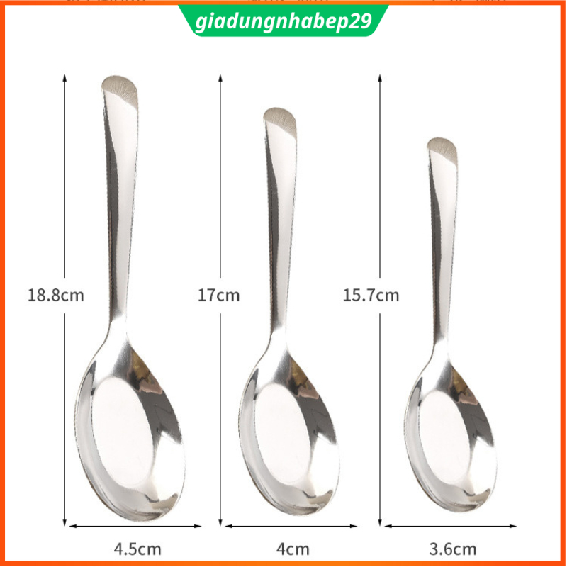 Thìa inox, muỗng ăn cơm Stainless Steel, đáy phẳng sáng bóng dày đẹp sang trọng