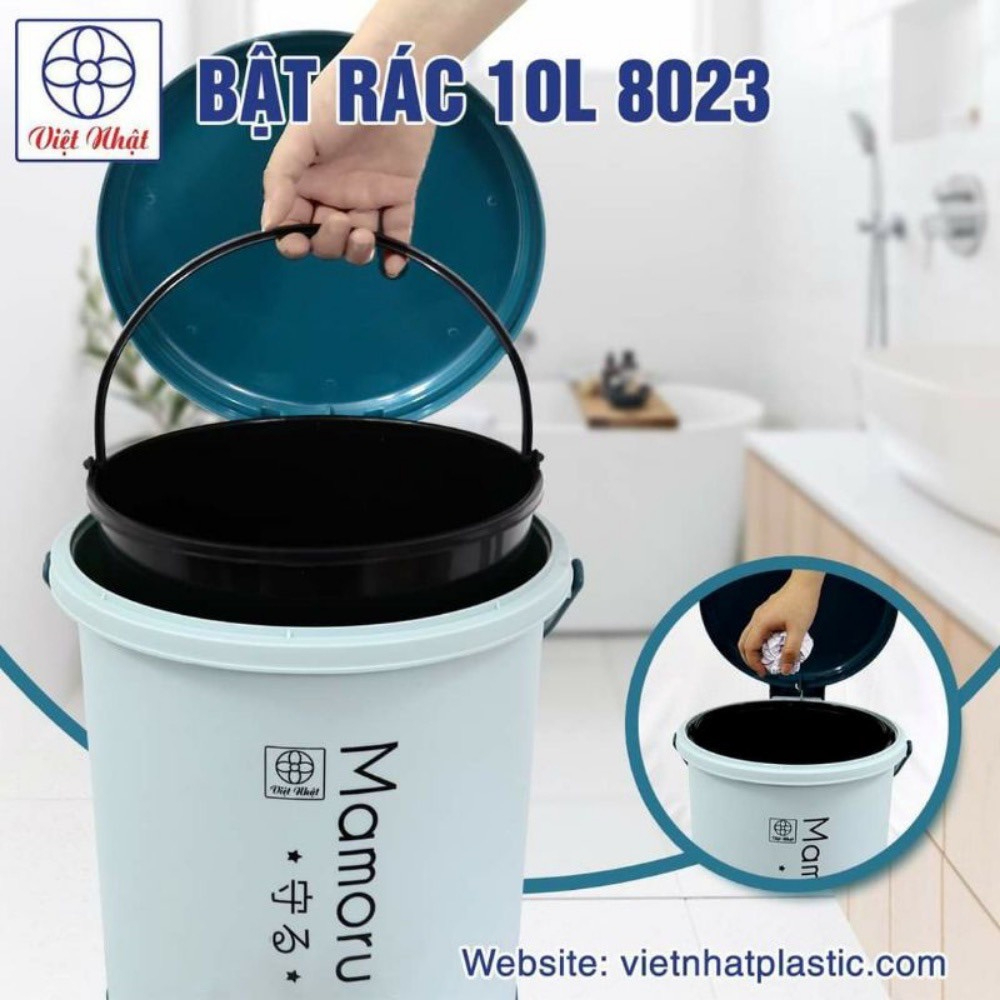 Thùng rác tròn đạp chân 10L Việt Nhật, xọt đựng rác thông minh cao cấp