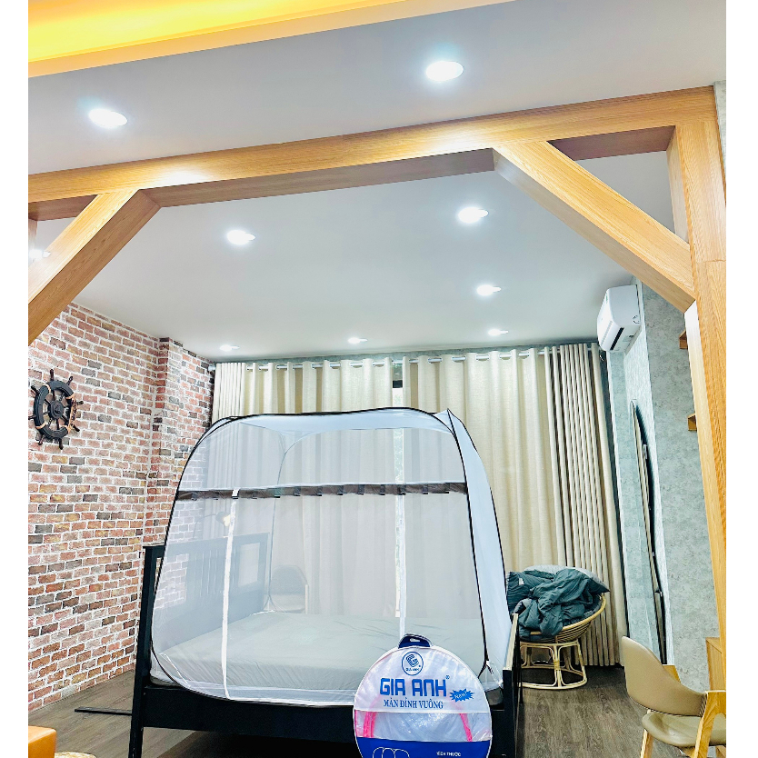 Mùng Chụp Tự Bung Đỉnh Vuông Cao Cấp Gia Anh - Mùng Chống Muỗi Và Côn Trùng - Hàng VNXK ( Bảo Hành 12 Tháng )