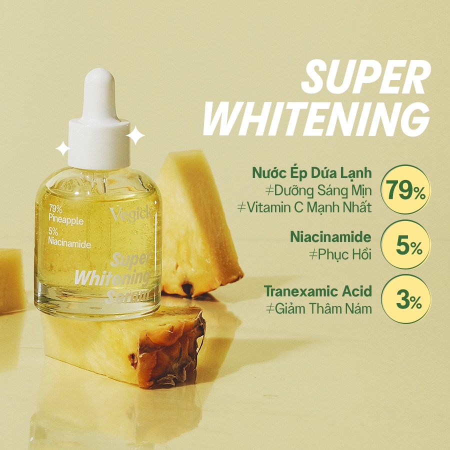 Tinh Chất Dứa Dưỡng Trắng Da Vegick Super Whitening Serum 30ml