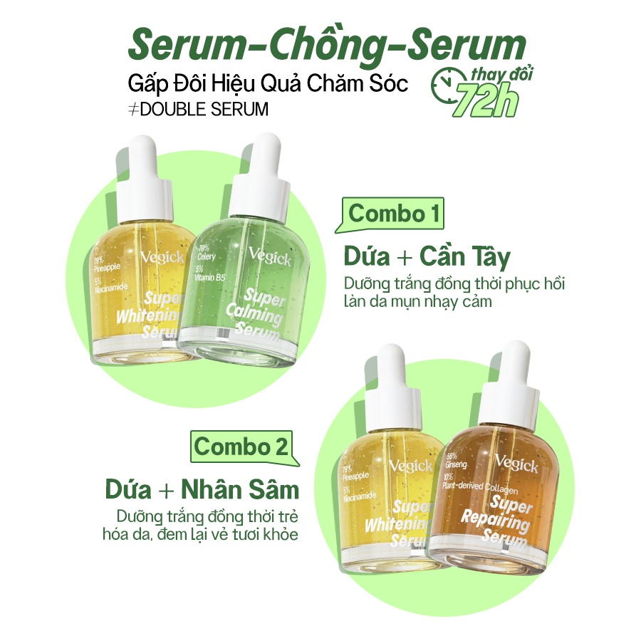 Tinh Chất Dứa Dưỡng Trắng Da Vegick Super Whitening Serum 30ml