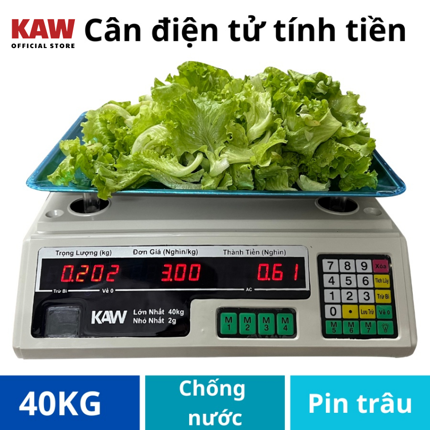 Cân tính tiền điện tử KAW 2 mặt hiển thị loại 40kg siêu chuẩn xác, chống nước, bền, Bảo hành 1 đổi 1