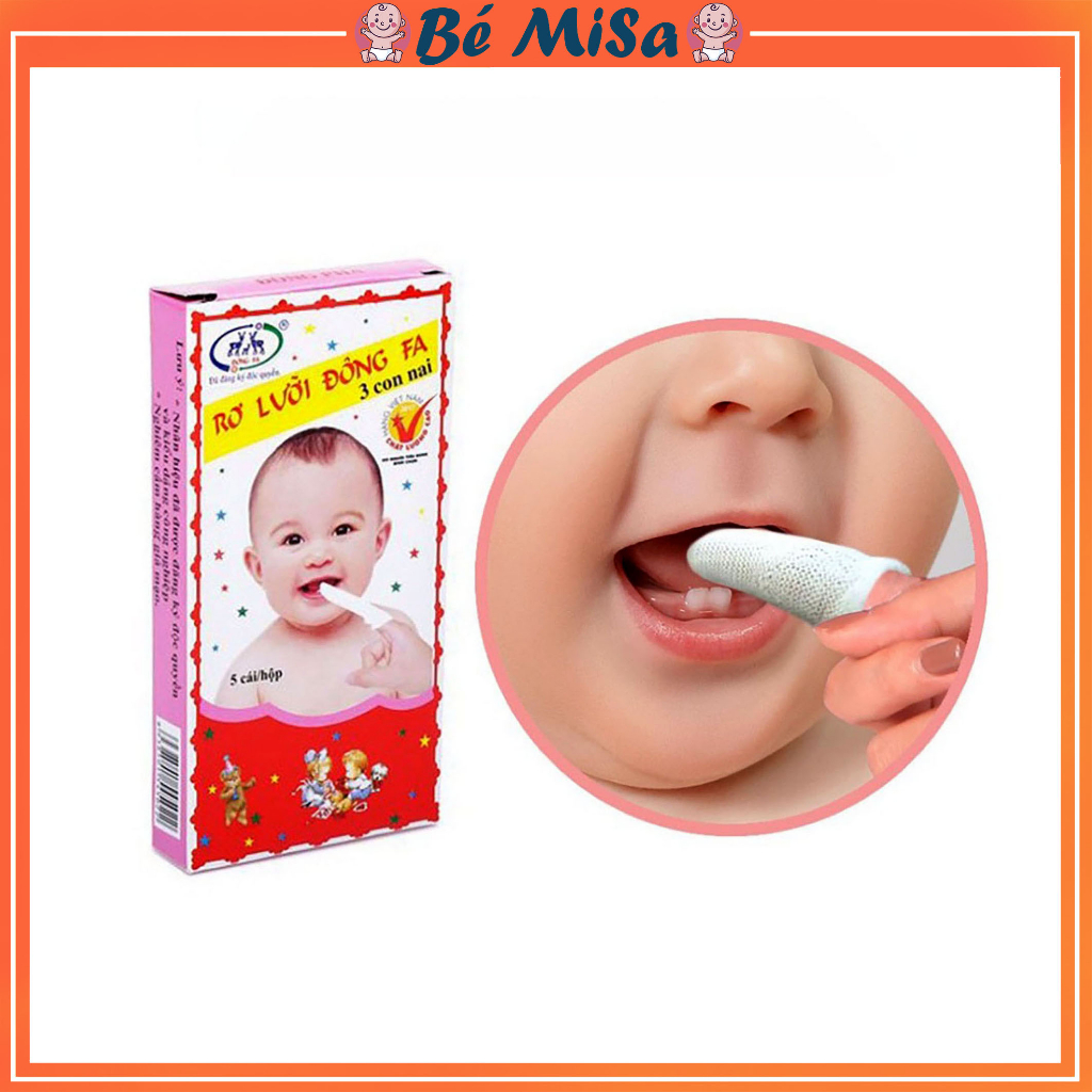 Rơ lưỡi Đông Fa dùng vệ sinh răng miệng cho bé ( 5 cái/hộp)