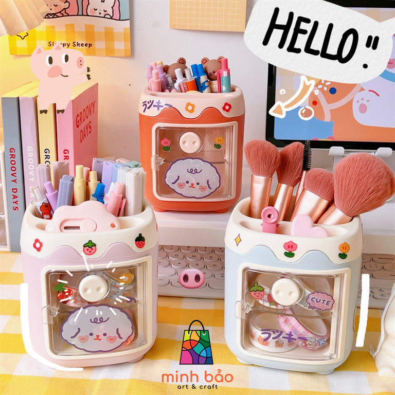 ỐNG ĐỰNG BÚT MŨI HEO NHIỀU NGĂN (TẶNG KÈM STICKER, TRANG TRÍ BÀN HỌC SIÊU DỄ THƯƠNG)