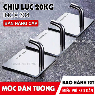 Móc Inox Dán Tường Chịu Tải 8KG, Móc Treo Cường Lực, Móc Dán Inox  304 Chống Nước, Tặng Keo Dán HP79