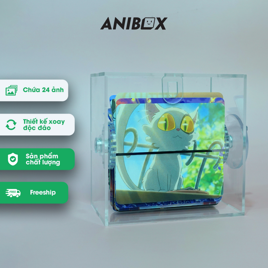 Hộp ảnh Anibox Shinkai Makoto decor nhà cửa, trang trí bàn làm việc hộp xoay trưng bày 24 ảnh tùy ý - H1T10005