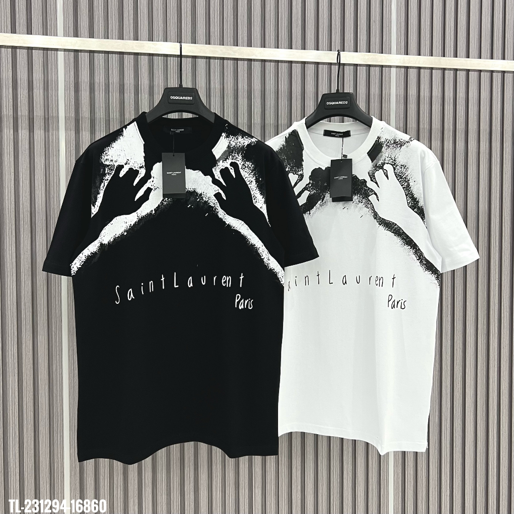 🔥Hot🔥Áo thun Saint Laurent in tay thiết kế hot trend Nam nữ New 2023