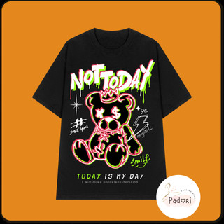 Áo thun unisex cổ tròn tay lỡ phong cách hàn quốc, áo phông nam nữ unisex cotton hình gấu teddy not today