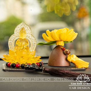 Tượng Quan Thế Âm Bồ Tát ngự đài sen đá Lưu ly để taplo ô tô cao cấp - Trang trí taplo xe hơi , xe ô tô Tượng phật