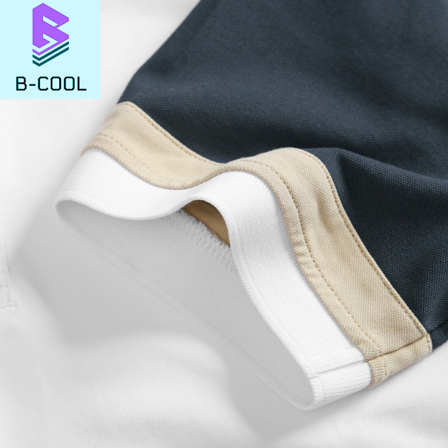 Áo Polo Thun Nam Trắng Phối Vai Có Cổ Ngắn Tay Chất Liệu Cá Sấu Cotton Mát Mẻ Co Giãn Tốt Thấm Hút Mồ Hôi B-Cool B01-B02
