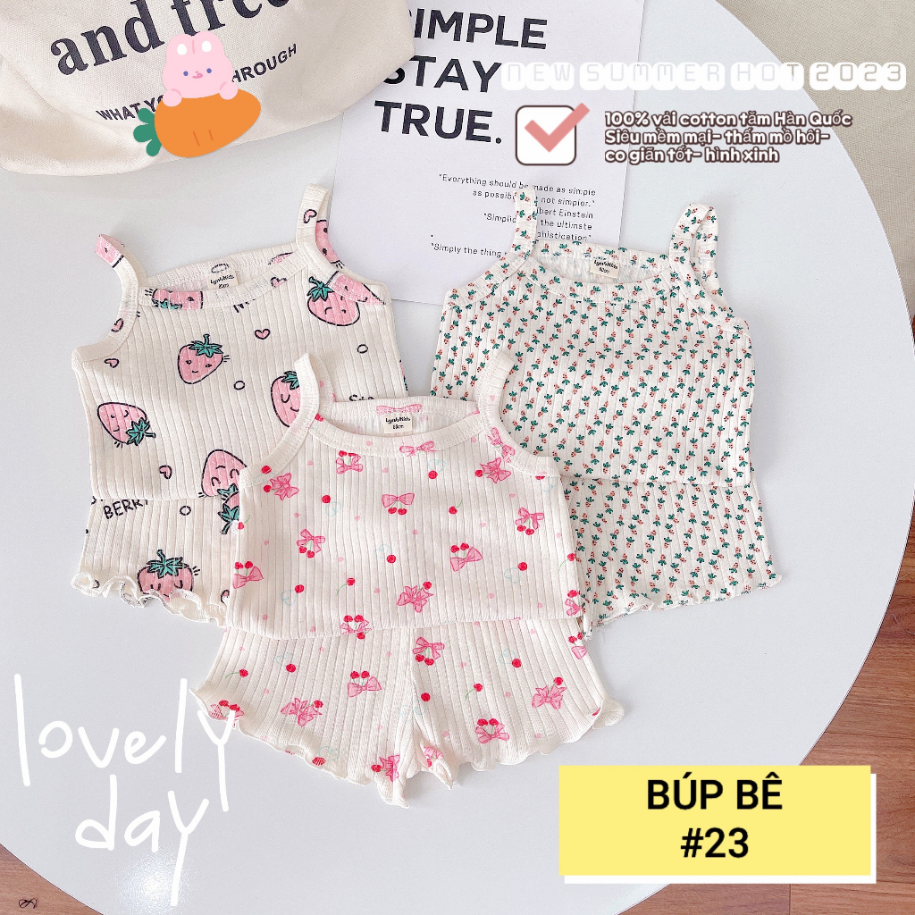 SET 3 BỘ 2 DÂY COTTON TĂM  HÀN QUỐC CO GIÃN 4 CHIỀU, HỌA TIẾT DỄ THƯƠNG CHO BÉ YÊU 7-14KG