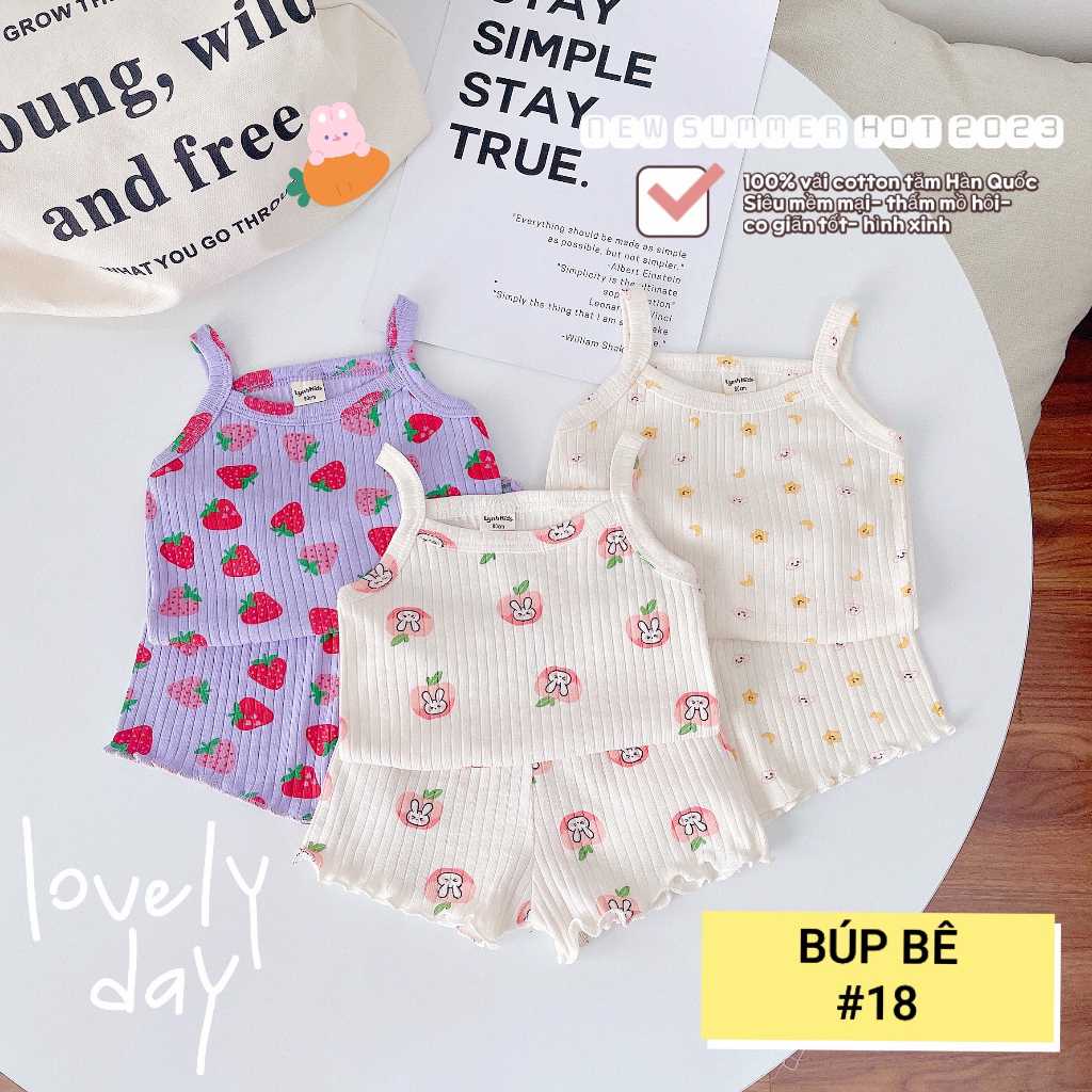 SET 3 BỘ 2 DÂY COTTON TĂM  HÀN QUỐC CO GIÃN 4 CHIỀU, HỌA TIẾT DỄ THƯƠNG CHO BÉ YÊU 7-14KG