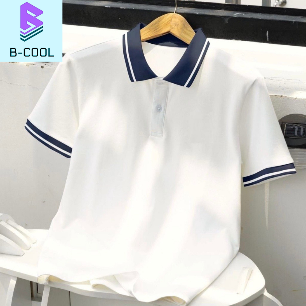 Áo Phông Polo Thun Nam Màu Trắng Ngắn Tay Chất Liệu Cá Sấu Cotton Mát Mẻ Hút Mồ Hôi Mặc Ở Nhà Mặc Đi Làm B-Cool B05-B06
