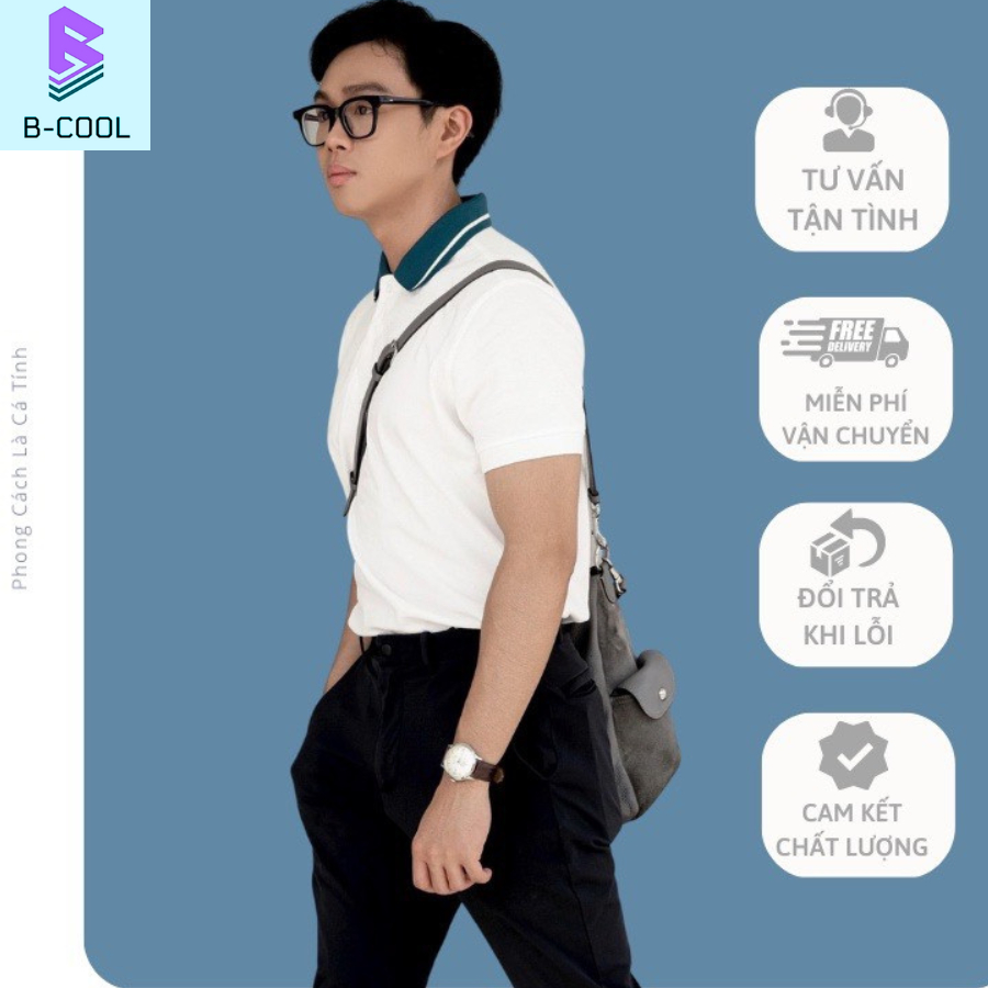 Áo Phông Polo Thun Nam Màu Trắng Ngắn Tay Chất Liệu Cá Sấu Cotton Mát Mẻ Hút Mồ Hôi Mặc Ở Nhà Mặc Đi Làm B-Cool B05-B06