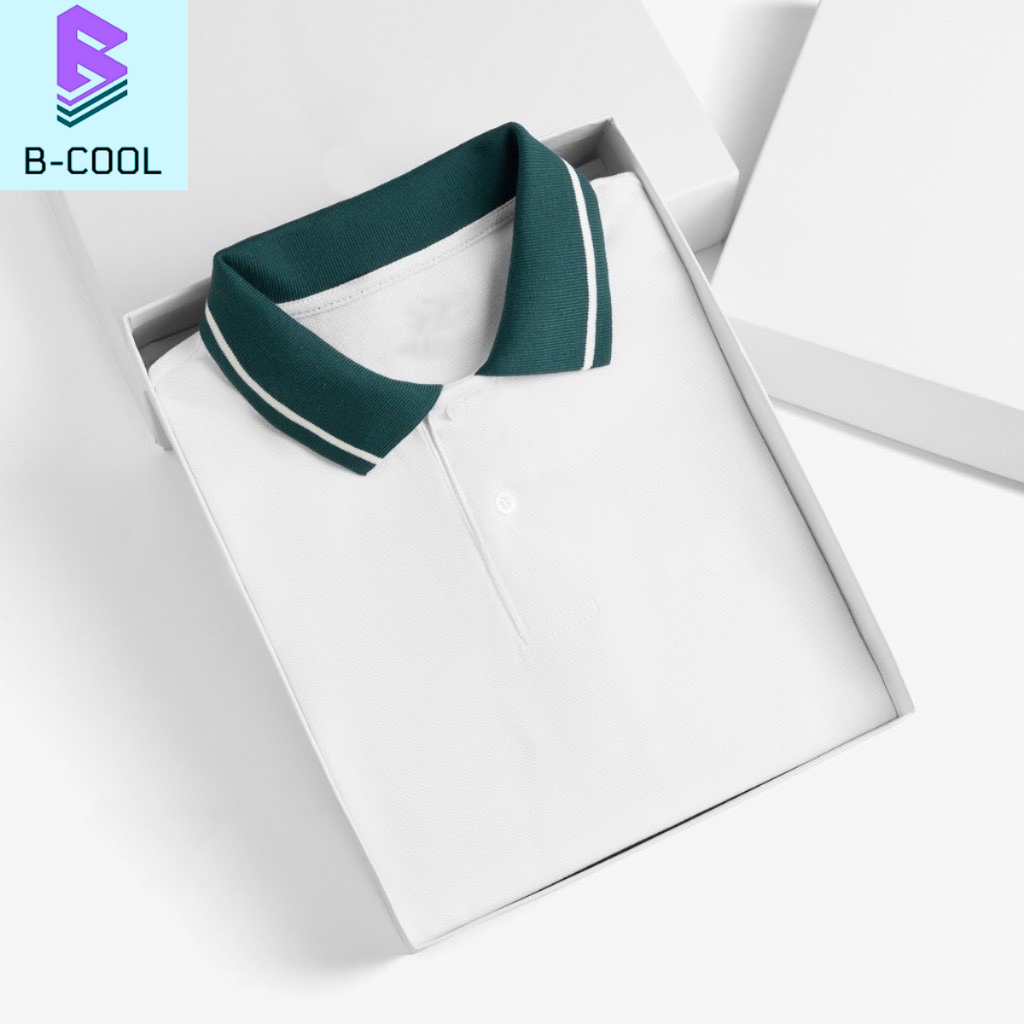 Áo Phông Polo Thun Nam Màu Trắng Ngắn Tay Chất Liệu Cá Sấu Cotton Mát Mẻ Hút Mồ Hôi Mặc Ở Nhà Mặc Đi Làm B-Cool B05-B06