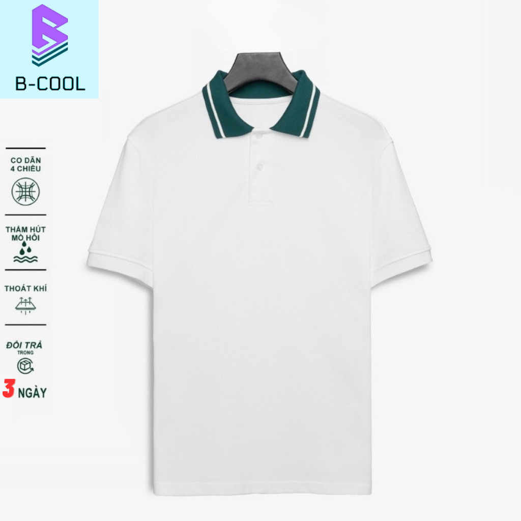 Áo Phông Polo Thun Nam Màu Trắng Ngắn Tay Chất Liệu Cá Sấu Cotton Mát Mẻ Hút Mồ Hôi Mặc Ở Nhà Mặc Đi Làm B-Cool B05-B06