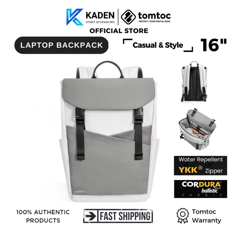 Ba lô Tomtoc Slash Flip Laptop Backpack 18L 16 inch-Gray-Hàng Chính Hãng