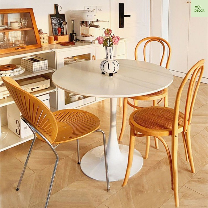 Bàn tròn tulip decor chụp ảnh, bàn cafe ban công, bàn trà phòng khách - Mộc Decor