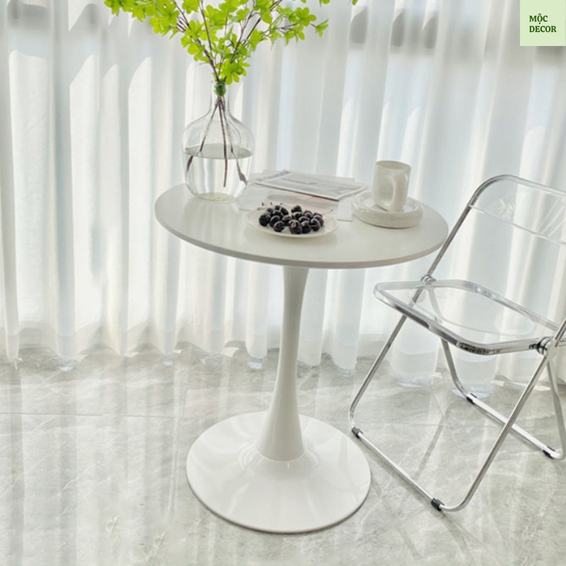 Bàn tròn tulip decor chụp ảnh, bàn cafe ban công, bàn trà phòng khách - Mộc Decor