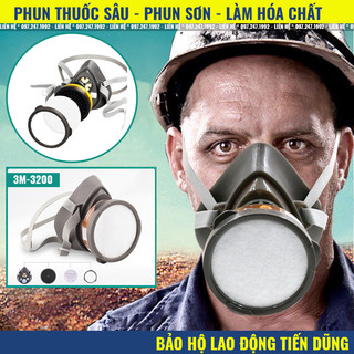 Mặt nạ phòng độc Mặt nạ phun sơn Phun thuốc sâu 6200 Bộ đầy đủ
