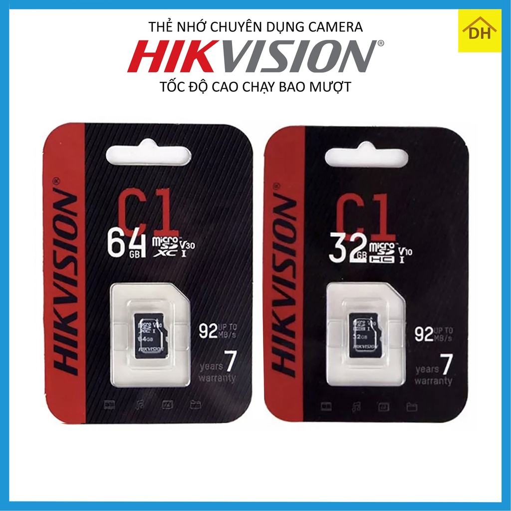 Thẻ nhớ Hikvision 32Gb,64Gb,128GB 92MB/s C1 chính hãng - Bảo Hành 5 Năm