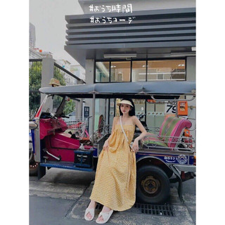 đầm suông caro dây bính
