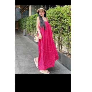 đầm suông caro dây bính