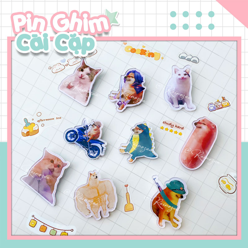 huy hiệu cài cặp, cài balo, pingim, gim cài cặp cute