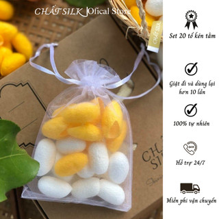 Set 10 tổ kén tằm trắng vàng CỔ CHẤT SILK massage rửa mặt chứa protein secirin tự nhiên giúp cấp ẩm và làm sạch da
