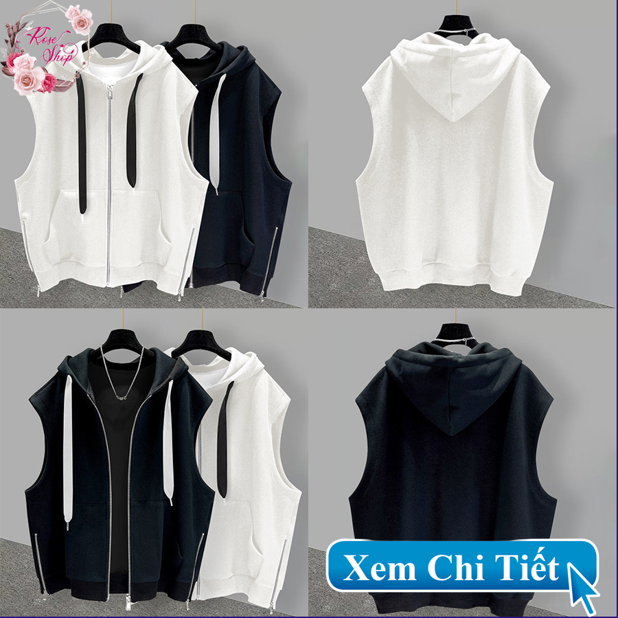 Áo Thun, Áo hodie nam Không Tay Có Mũ Trùm Khóa Kéo chất vải mềm mát phong cách trẻ trung cá tính Qc18