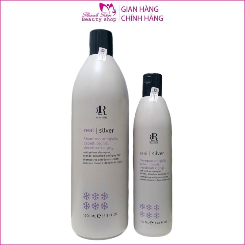 Dầu gội tím khử vàng, chăm sóc tóc vàng sáng Therapy SILVER STAR Shampoo RR Line 1000ml ( New 2023 )
