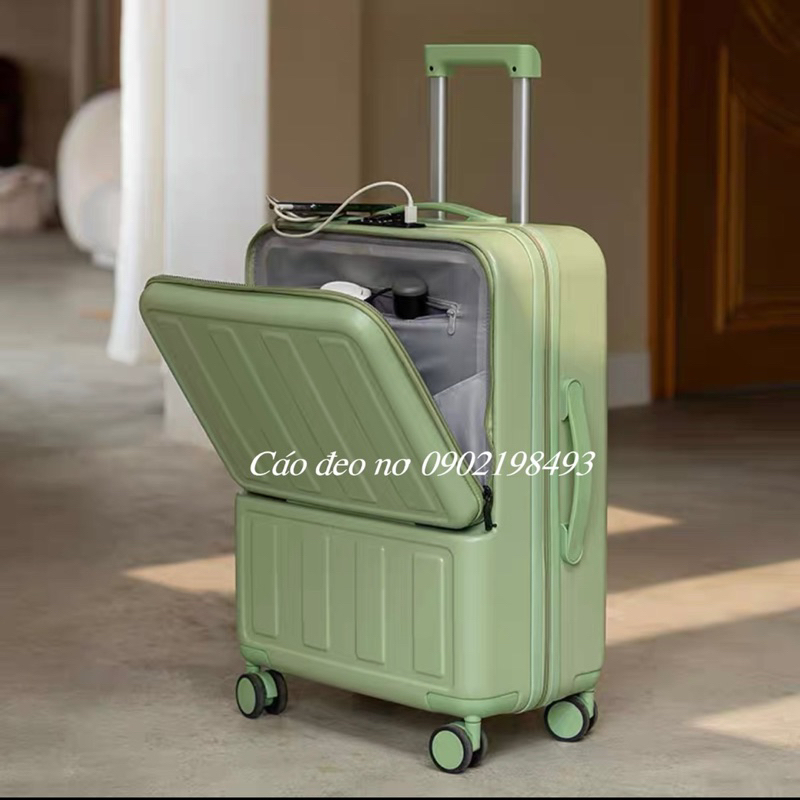VALI LAMBASA CÓ NGĂN PHỤ, KHOÁ KÉO - Chân cắm USB size 20-26- CÁO ĐEO NƠ
