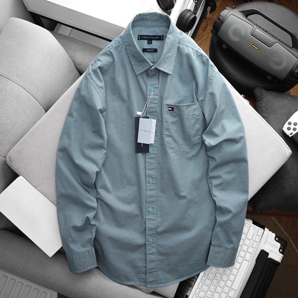 Áo Sơ Mi Nam Dài Tay Tommy Hilfiger Phong Cách Công Sở Vải Kate Cotton Thoáng Khí Đủ Size