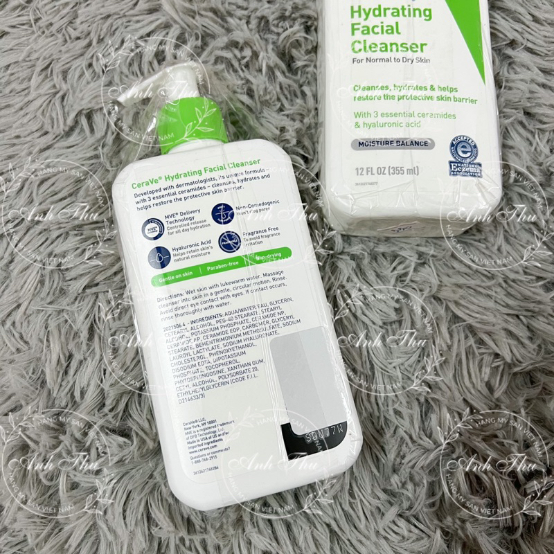 Sữa Rửa Mặt Cerave Hydrating Facial Cleanser Cho Da Thường Đến Khô 355ml