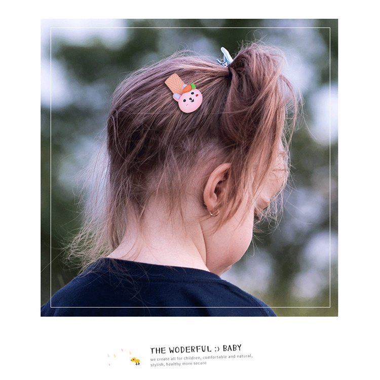 Set 5 kẹp tóc bọc vải cho bé dễ thương nhiều hình, Kẹp tóc vải cho bé màu sắc đáng yêu Shopmegold1