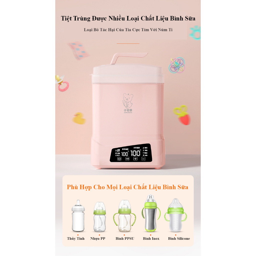 Máy Tiệt Trùng Bình Sữa Hâm Sữa Sấy Khô Và Bảo Quản Bình Sữa Đa Năng HanoKids KH-916