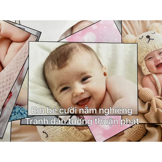 Tranh em bé cho mẹ bầu, em bé cười nằm nghiêng - Tranh dán tường, decal dán tường Tpdecor