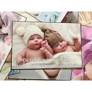 Tranh em bé sinh đôi nằm - Tranh dán tường, decal Tpdecor