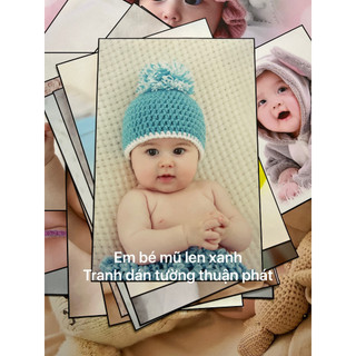 Tranh em bé dành cho mẹ bầu, em bé mũ xanh - Tranh dán tường, decal dán tường Tpdecor
