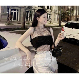 Áo ống croptop kèm áo lưới ngoài , Áo ống croptop có mút kèm áo lưới ngoàiUT003