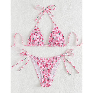 𝒫𝑒𝒶𝒸𝒽𝓎 𝒷𝒾𝓀𝒾𝓃𝒾 - bộ bikini nữ thêu smock hoa dễ thương 003