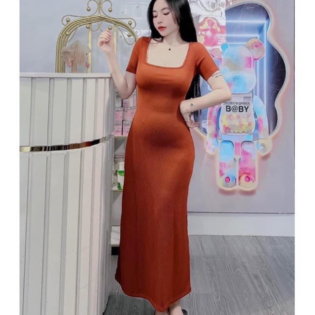 Đầm suông ôm body chất len tăm quảng châu loại 1
