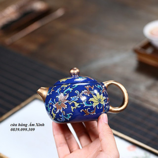 Ấm Tử Sa Nghi Hưng Tây Thi 230 ml (Phủ Men Pháp Lam Xanh)