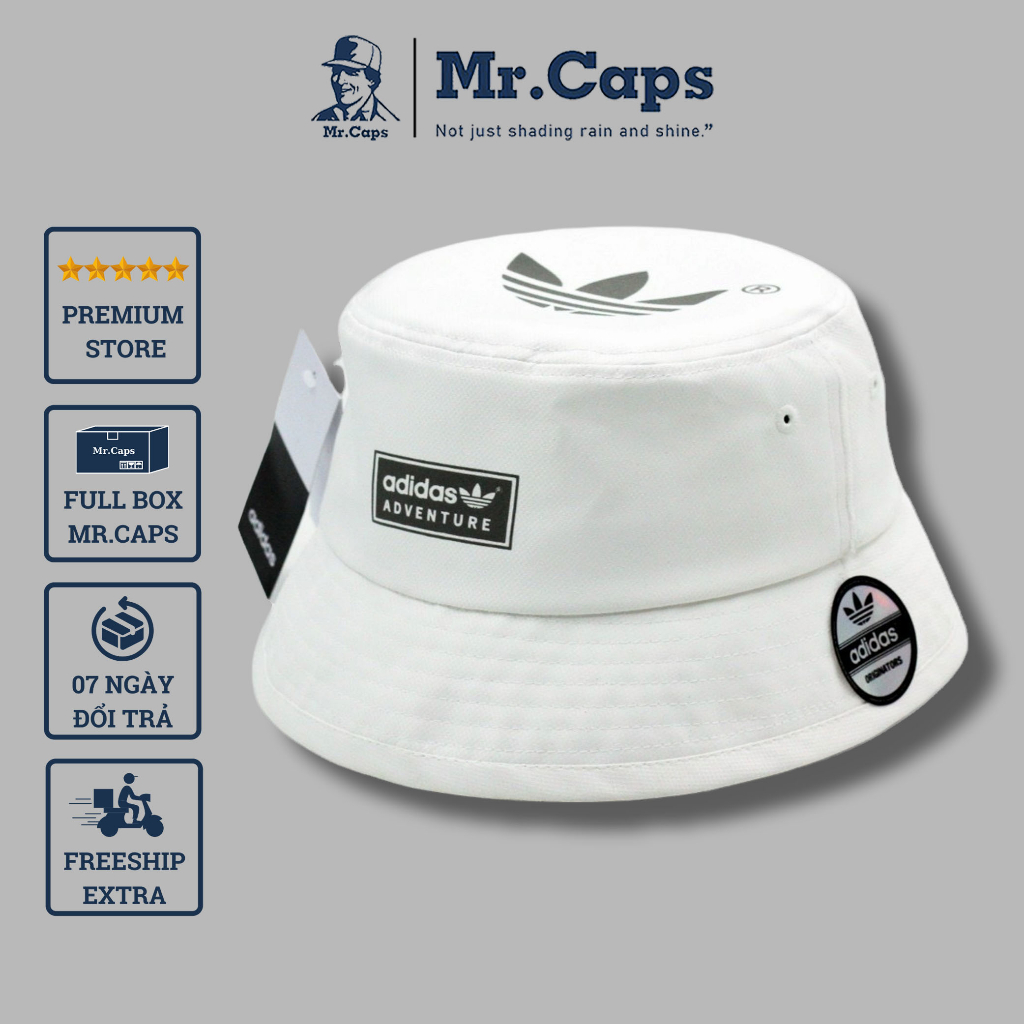 Nón vành tròn bucket adidas - Mũ bo vành trắng đen thời trang cặp cho nữ và nam cao cấp phong cách Hàn Quốc Mrcap Store