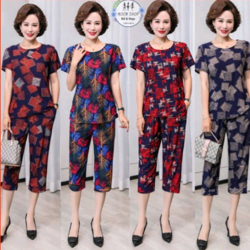 Bộ Mặc Nhà Trung Niên Cho Mẹ, Bộ Trung Niên Thun Lạnh Mềm Mát (Mẫu 9-12)